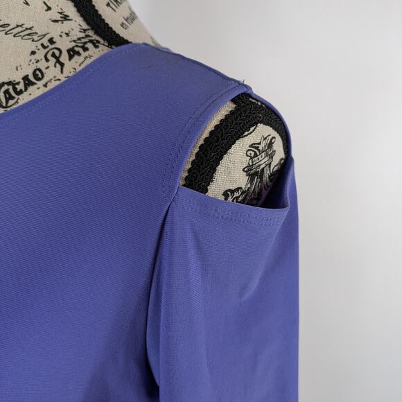 Clara Sunwoo Women's XS Blouse Periwinkle Blue Cut-Out 3/4 Sleeve Work Top - Picture 7 of 11